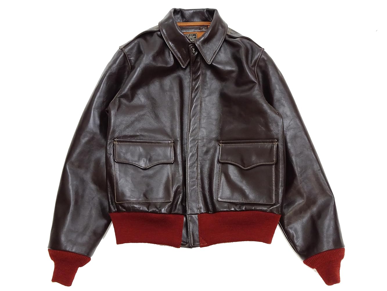 激レア✨ エアロレザー A-2 40 L ブラウン ワッペン フライトジャケット AERO LEATHER エアロレザー 観賞用 40s A-2 米軍 実物 当時物